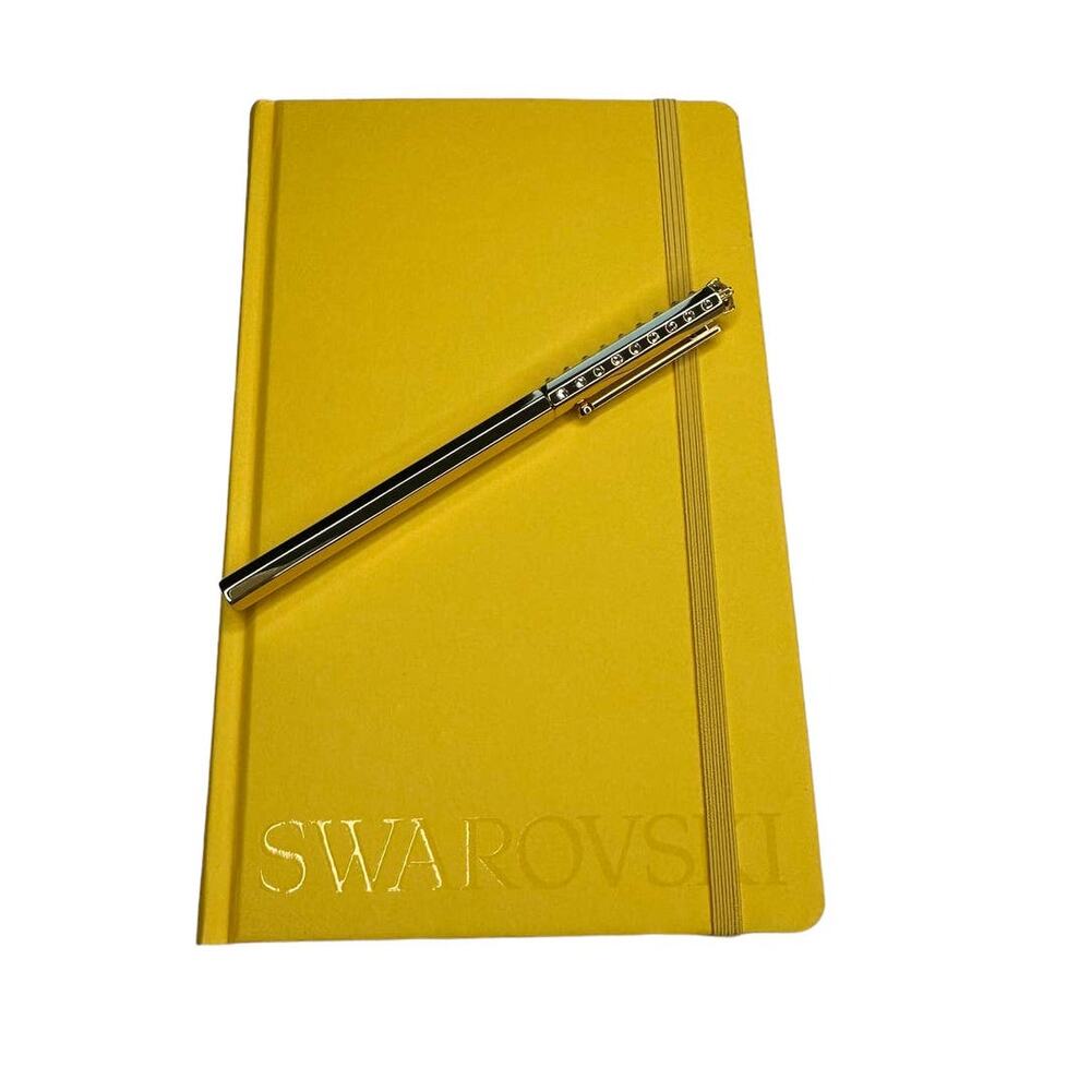 Swarovski Brand Gold Yellow Crystal Ballpoint Pen with Notebook
